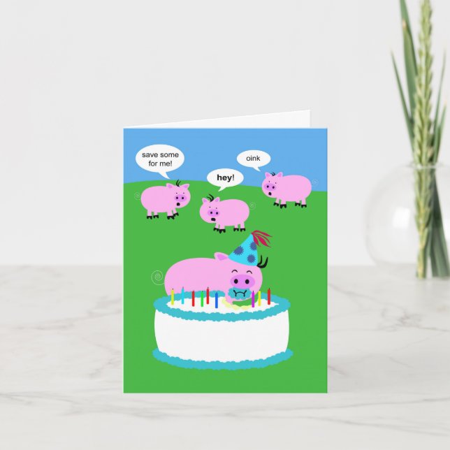 Carte d'anniversaire de porc (Devant)