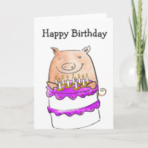 Carte d'anniversaire de porc