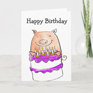 Carte d'anniversaire de porc