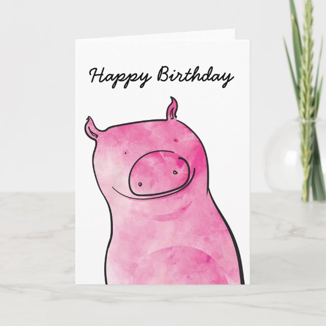 Carte d'anniversaire de porc (Devant)
