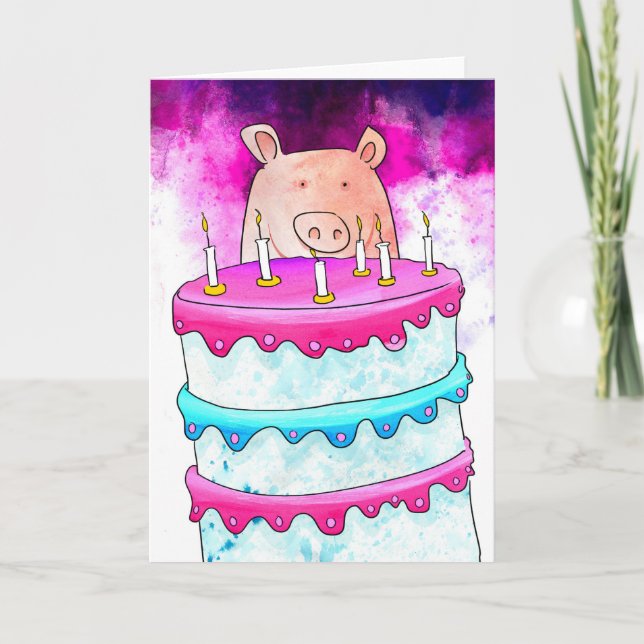 Carte d'anniversaire de porc (Devant)