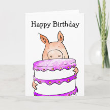 Carte d'anniversaire de porc