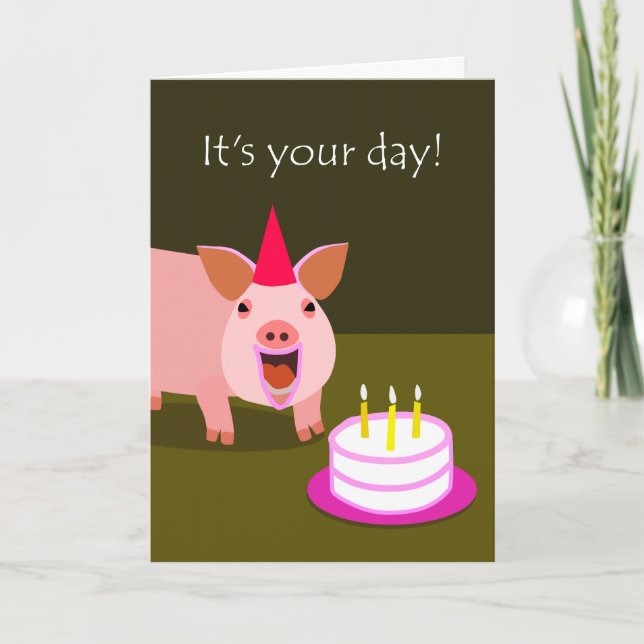 Carte d'anniversaire de porc (Devant)