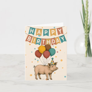 Carte d'anniversaire de porc - Fête amusante anima
