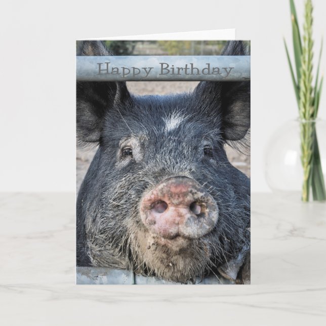 carte d'anniversaire de porc mignon (Devant)