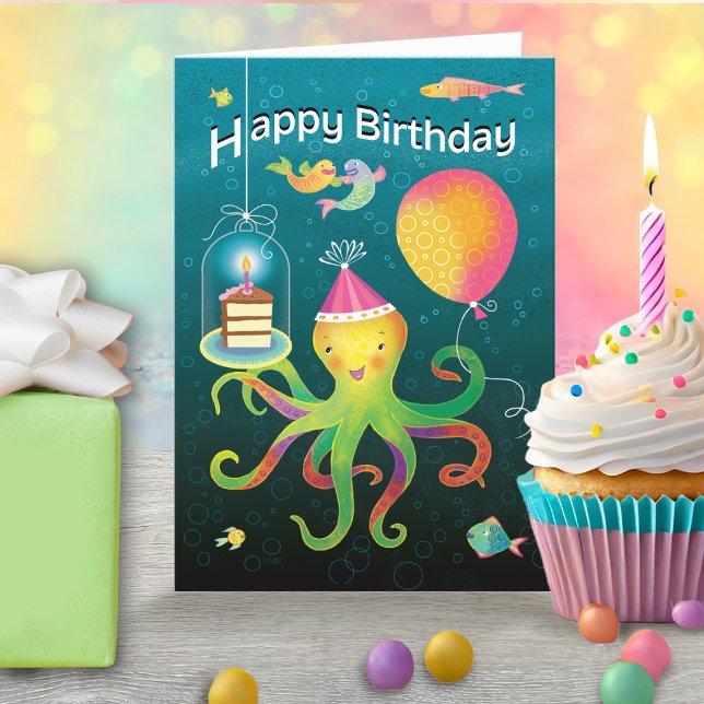 Carte d'anniversaire de poulpe (Créateur téléchargé)