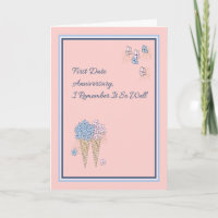Carte d'anniversaire de premier rendez-vous Peach