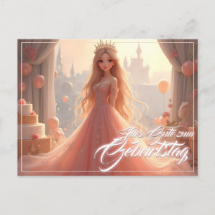Carte d'anniversaire de princesse en rose