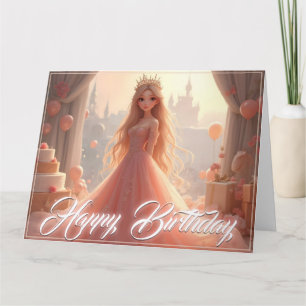 Carte d'anniversaire de princesse en rose