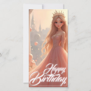 Carte d'anniversaire de princesse en rose
