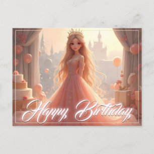 Carte d'anniversaire de princesse en rose