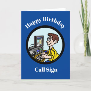 Carte d'anniversaire de radio-amateur pour