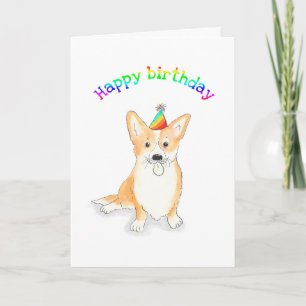Carte d'anniversaire de Rainbow corgi