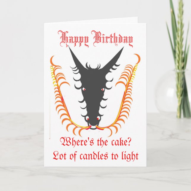 Carte d'anniversaire de respiration du feu de (Devant)