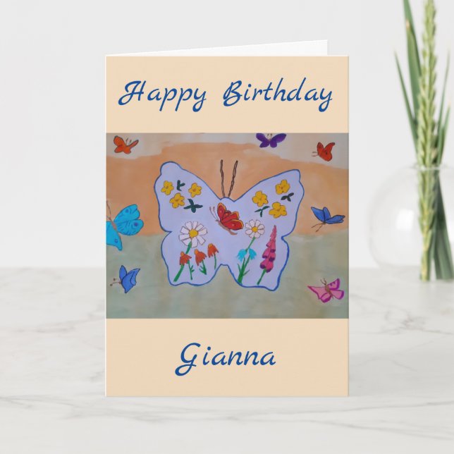 Carte d'anniversaire de rêve papillon (Devant)