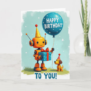 Carte d'anniversaire de robot festive