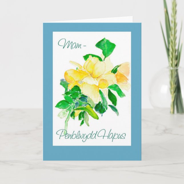 Carte d'anniversaire de rose jaune pour Mam : Salu (Devant)
