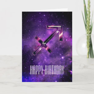Carte d'anniversaire de Sagittarius Space Purple