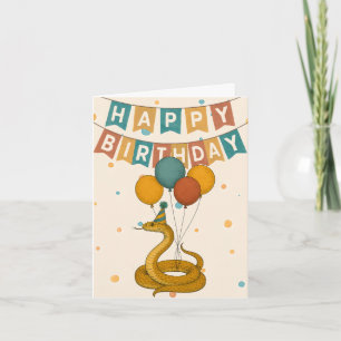 Carte d'anniversaire de serpent - Fête amusante An