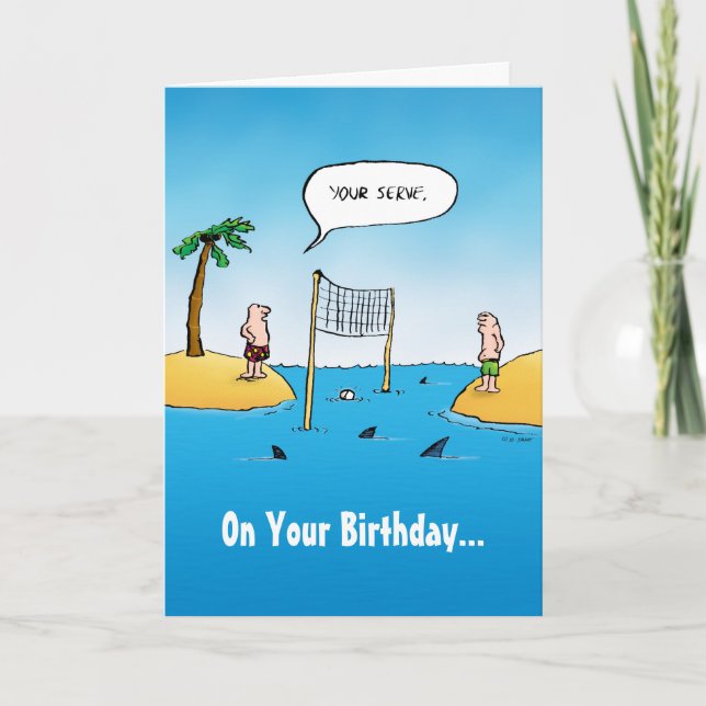 Carte d'anniversaire de Shark Volleyball drôle (Devant)