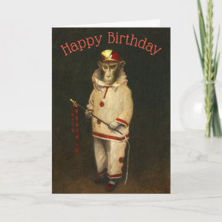 Carte d'anniversaire de singe magique vintage