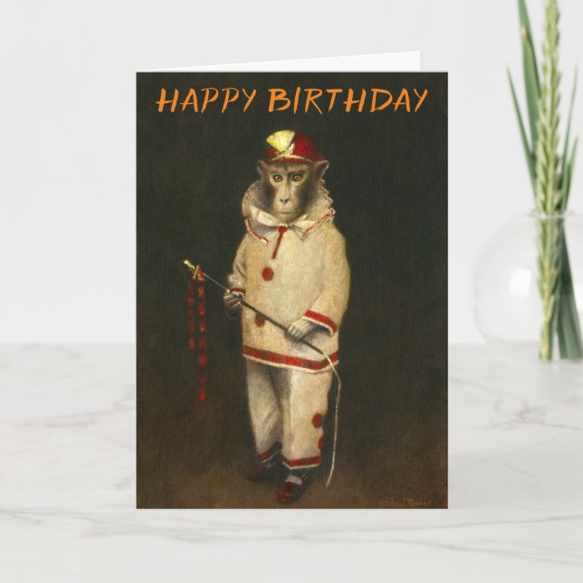 Carte d'anniversaire de singe magique vintage (Devant)