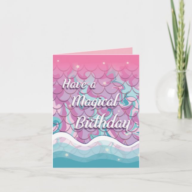 Carte d'anniversaire de sirène magique (Devant)