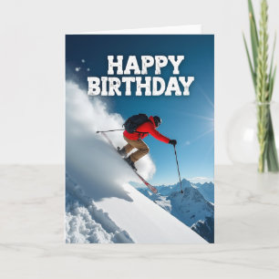 Carte d'anniversaire de ski aventure