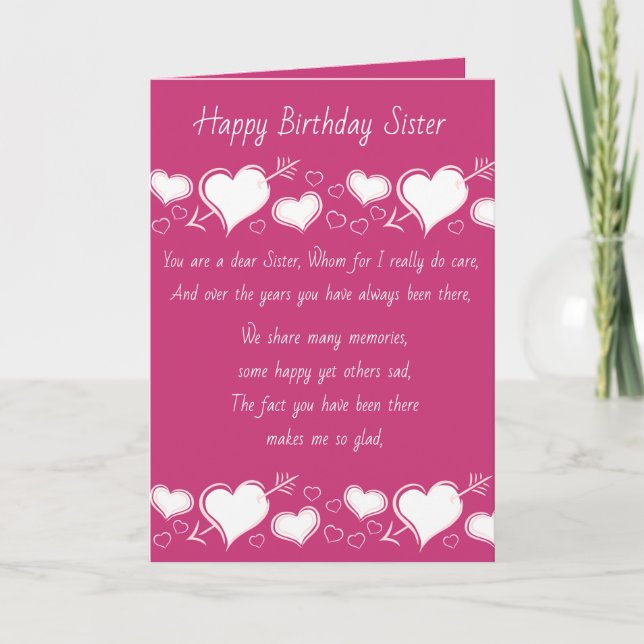 Carte d'anniversaire de soeur (Devant)