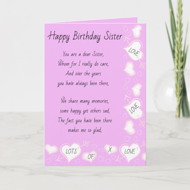 Carte d'anniversaire de soeur (Devant)