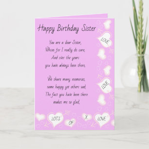 Carte d'anniversaire de soeur