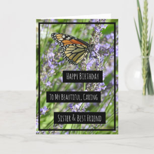 Carte d'anniversaire de soeur, Jolie Fleurs violet