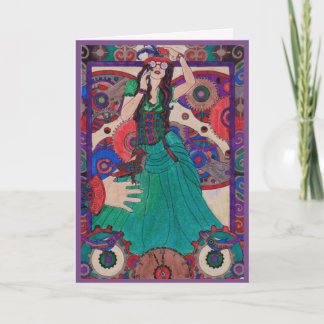 Carte d'anniversaire de Steampunk 13 - robe verte