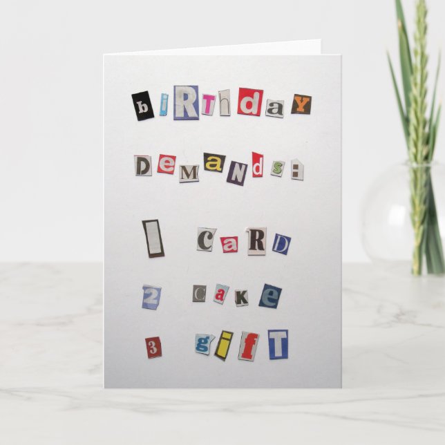 Carte d'anniversaire de style rançon (Devant)