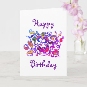 Carte d'anniversaire de style russe d'oiseaux du N