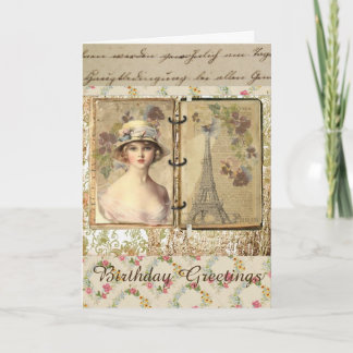 Carte d'anniversaire de style vintage pour les fem