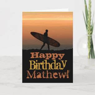 Carte d'anniversaire de surfeur personnalisable
