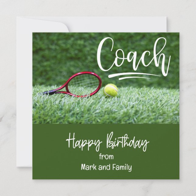 Carte d'anniversaire de tennis avec balle pour ent (Devant)