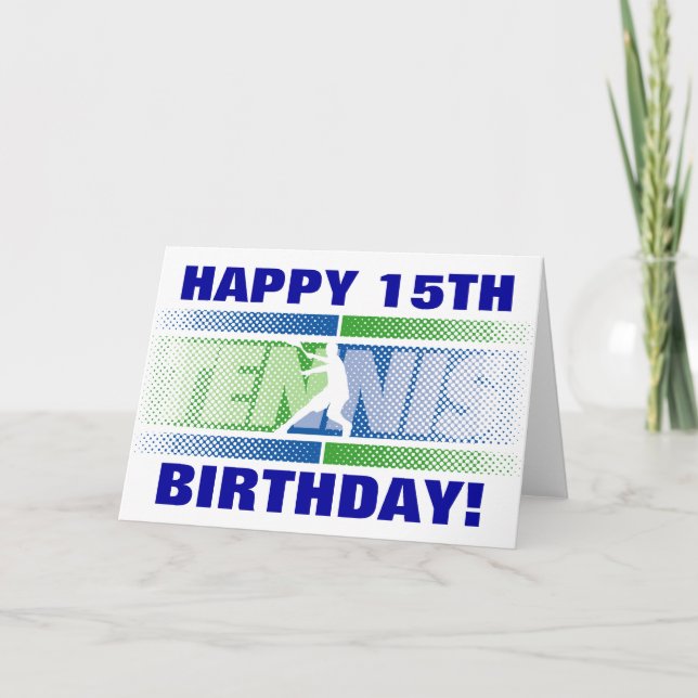 Carte d'anniversaire de tennis avec numéro d'âge p (Devant)
