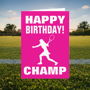 Carte d'anniversaire de tennis pour femmes et fill
