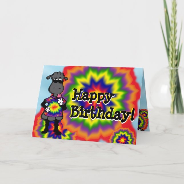 Carte d'anniversaire de Tie Dye Sheep (Devant)
