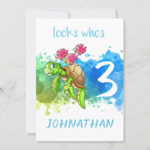 Carte d'anniversaire de tortue mignonne