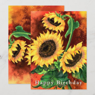 Carte d'anniversaire de tournesol - Peinture