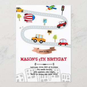 Carte d'anniversaire de transport des véhicules d'