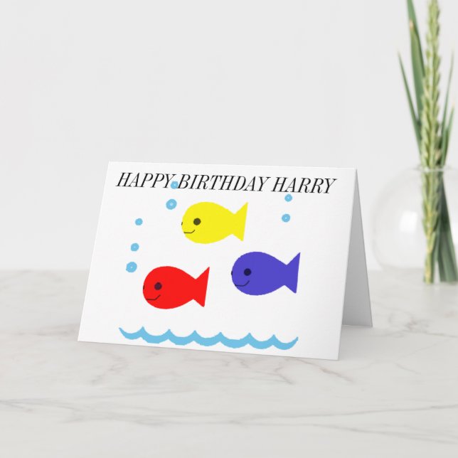 CARTE D'ANNIVERSAIRE DE TROIS PETITE POISSONS (Devant)