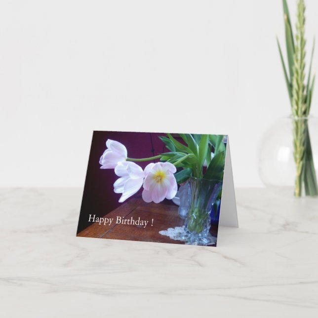 Carte d'anniversaire de tulipe de lavande (Devant)