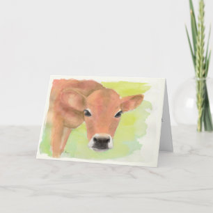 Carte d'anniversaire de vache aquarelle
