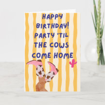 Carte d'anniversaire de vache drôle