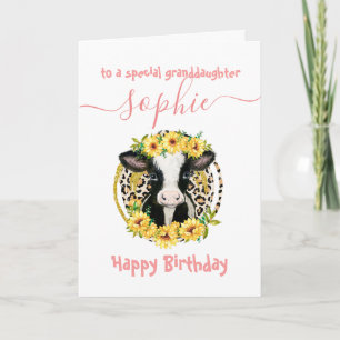 carte d'anniversaire de vache mignonne