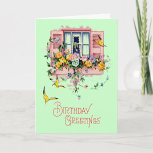 Carte d'anniversaire de voeux vintage
